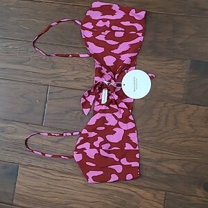 NWT RusttyDustty Red & Pink Print Bohemian Crop Top with Tie Front size XL